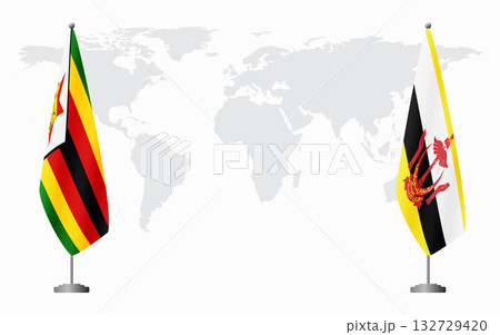 Zimbabwe and Brunei flags for official meeting 132729420
