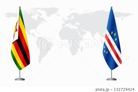 Zimbabwe and Cape Verde flags for official meeting 132729424