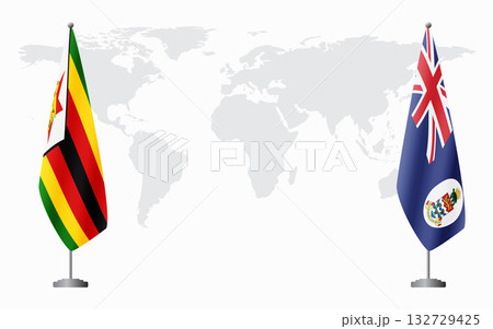Zimbabwe and Cayman Islands flags for official meeting 132729425