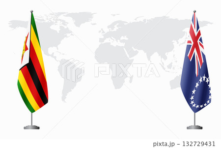 Zimbabwe and Cook Islands flags for official meeting 132729431