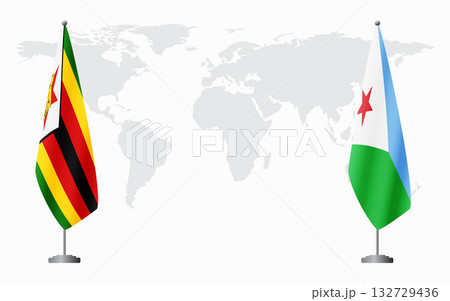 Zimbabwe and Djibouti flags for official meeting 132729436