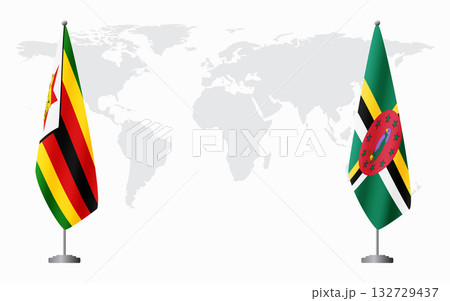 Zimbabwe and Dominica flags for official meeting 132729437