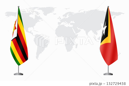 Zimbabwe and Timor-Leste flags for official meeting Zimbabwe and Timor-Leste flags for official meeting 132729438