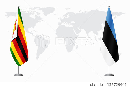 Zimbabwe and Estonia flags for official meeting 132729441