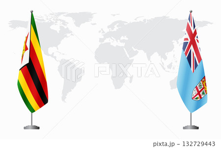Zimbabwe and Fiji flags for official meeting 132729443