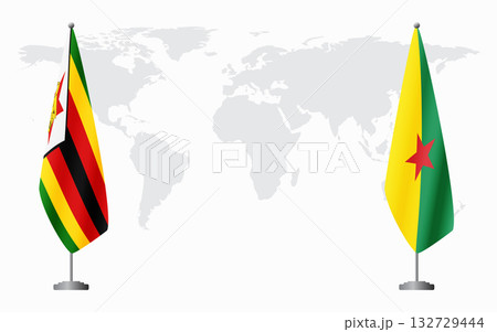 Zimbabwe and French Guiana flags for official meeting 132729444