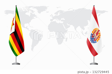 Zimbabwe and French Polynesia flags for official meeting 132729445