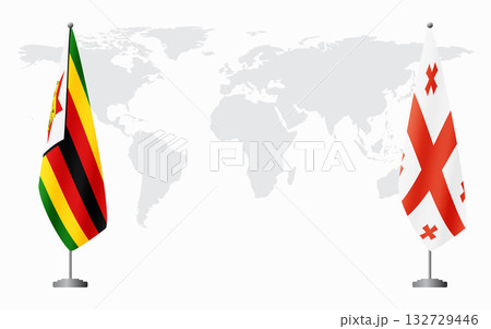 Zimbabwe and Georgia flags for official meeting 132729446