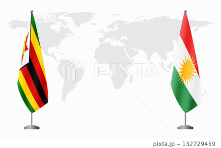 Zimbabwe and Kurdistan flags for official meeting 132729459