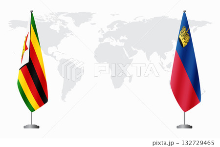 Zimbabwe and Liechtenstein flags for official meeting 132729465