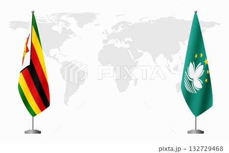 Zimbabwe and Macau flags for official meeting 132729468