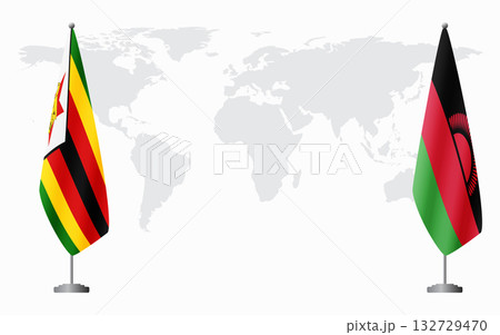 Zimbabwe and Malawi flags for official meeting 132729470