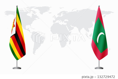 Zimbabwe and Maldives flags for official meeting 132729472