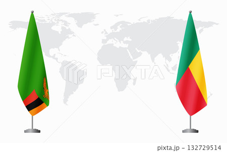 Zambia and Benin flags for official meeting 132729514