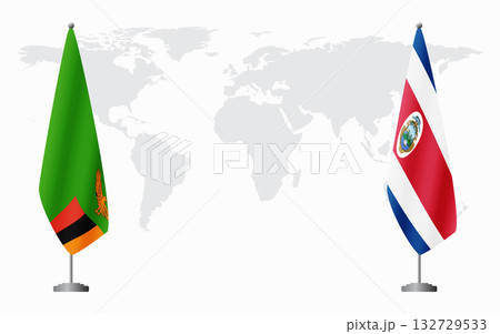 Zambia and Costa Rica flags for official meeting Zambia and Costa Rica flags for official meeting 132729533