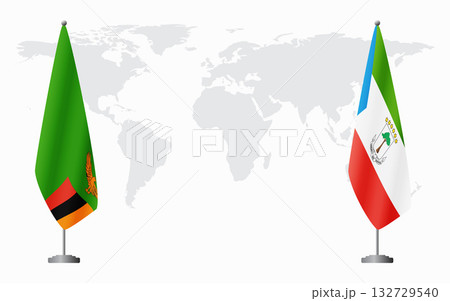 Zambia and Equatorial Guinea flags for official meeting 132729540