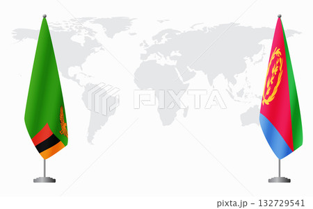 Zambia and Eritrea flags for official meeting Zambia and Eritrea flags for official meeting 132729541