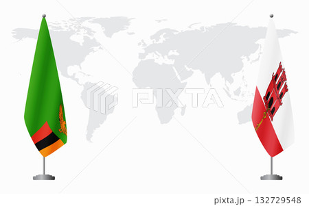 Zambia and Gibraltar flags for official meeting 132729548