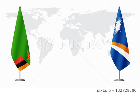 Zambia and Marshall Islands flags for official meeting Zambia and Marshall Islands flags for official meeting 132729580