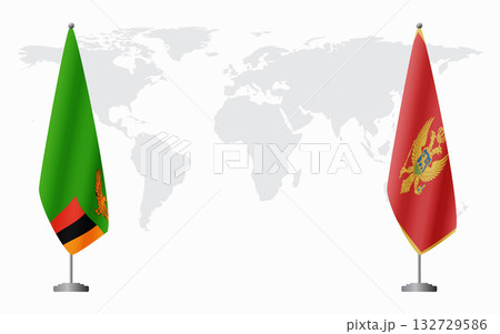 Zambia and Montenegro flags for official meeting 132729586