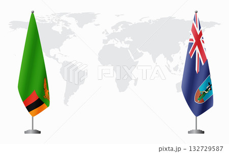 Zambia and Montserrat flags for official meeting 132729587