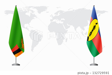 Zambia and New Caledonia flags for official meeting Zambia and New Caledonia flags for official meeting 132729591