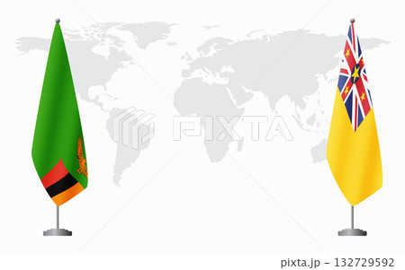 Zambia and Niue flags for official meeting 132729592