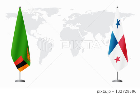 Zambia and Panama flags for official meeting Zambia and Panama flags for official meeting 132729596