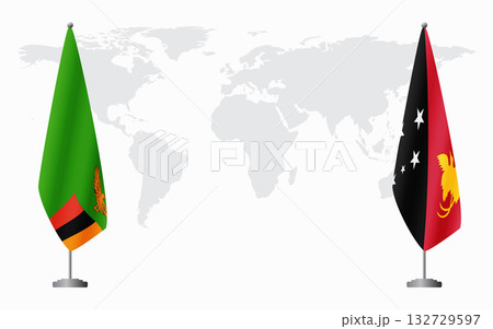 Zambia and Papua New Guinea flags for official meeting 132729597