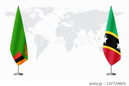 Zambia and Saint Kitts and Nevis flags for official meeti 132729605