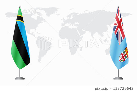 Zanzibar and Fiji flags for official meeting Zanzibar and Fiji flags for official meeting 132729642