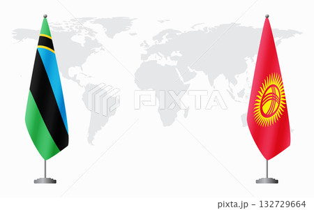Zanzibar and Kyrgyzstan flags for official meeting Zanzibar and Kyrgyzstan flags for official meeting 132729664