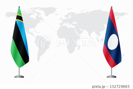 Zanzibar and Laos flags for official meeting 132729665