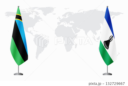 Zanzibar and Lesotho flags for official meeting Zanzibar and Lesotho flags for official meeting 132729667