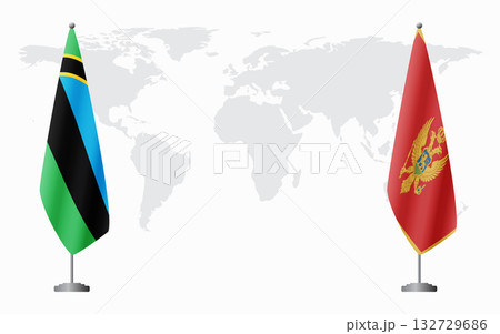 Zanzibar and Montenegro flags for official meeting 132729686