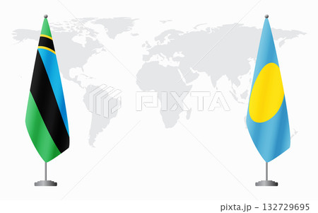 Zanzibar and Palau flags for official meeting 132729695
