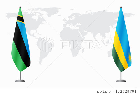 Zanzibar and Rwanda flags for official meeting 132729701