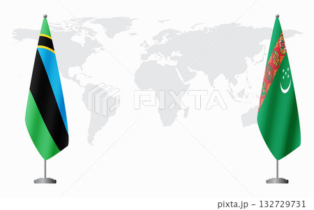 Zanzibar and Turkmenistan flags for official meeting 132729731