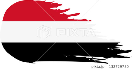 Yemen comet flag, grunge brush vector 132729780