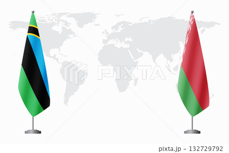 Zanzibar and Belarusian flags for official meeting 132729792