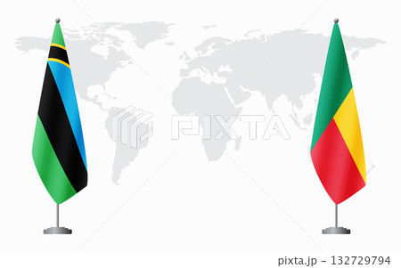 Zanzibar and Benin flags for official meeting Zanzibar and Benin flags for official meeting 132729794