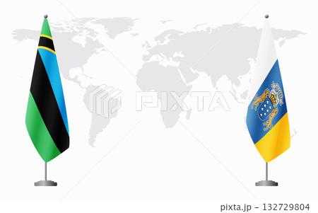 Zanzibar and Canary Islands flags for official meeting Zanzibar and Canary Islands flags for official meeting 132729804