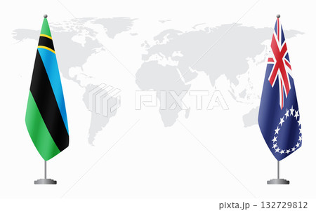 Zanzibar and Cook Islands flags for official meeting 132729812