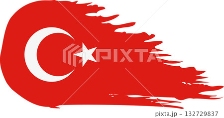Turkey comet flag, grunge brush vector 132729837