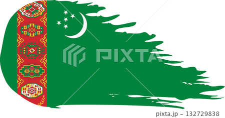 Turkmenistan comet flag, grunge brush vector 132729838