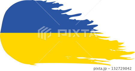 Ukraine comet flag, grunge brush vector 132729842