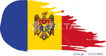 Moldova comet flag reverse side, grunge brush vector 132729862
