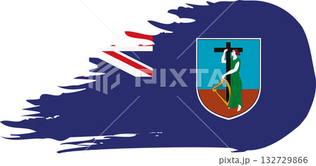 Montserrat comet flag, grunge brush vector 132729866