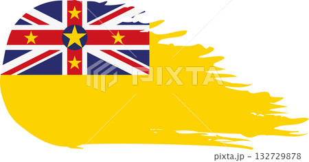 Niue comet flag, grunge brush vector 132729878
