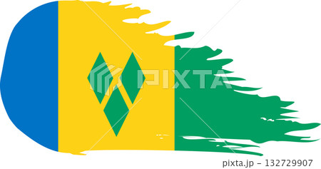 Saint Vincent and the Grenadines comet flag, grunge brush vector Saint Vincent and the Grenadines comet flag, grunge brush vector 132729907